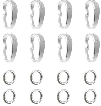 TOAOB 8 Piezas Cierre de Cadena Plata de ley 925 Cierres para Collares Cierres Deslizantes de Plateado para Colgante Pulseras Conectores con Lazo Abierto