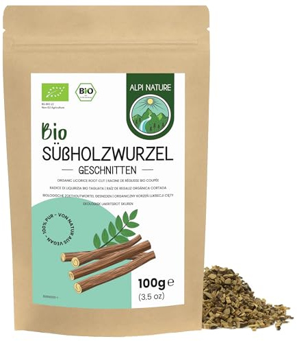 Alpi Nature Infusión Regaliz Orgánica 100g, bio Raíz de Regaliz Seca y Cortada para Preparar Té