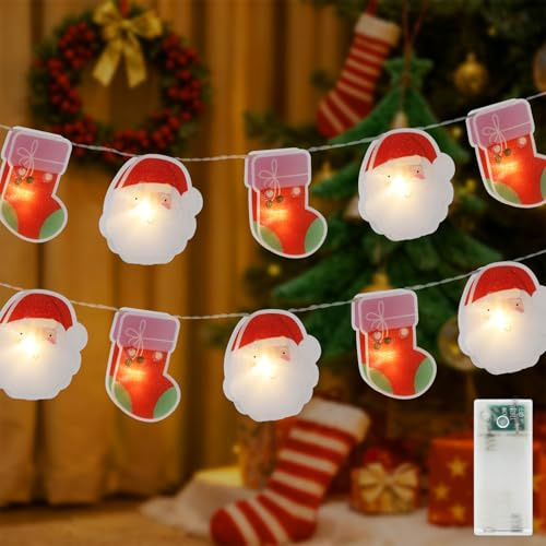 Artrastar Guirnalda De Luces Navideñas Interior 10 LED 1.8 M Decoración De Navidad A Pilas Con Temporizador Iluminación Navideña Para Árbol Ventana Balcón Jardín Fiesta