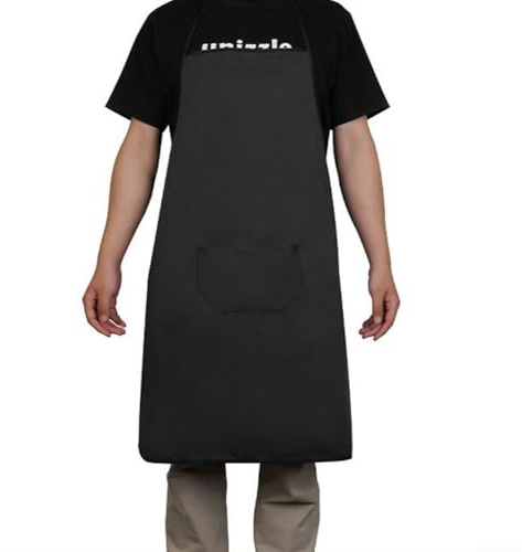 HpLive Delantal para el sudor, ignífugo, resistente al calor, de poliéster, con bolsillo, resistente a chispas, protección contra el sudor (negro)