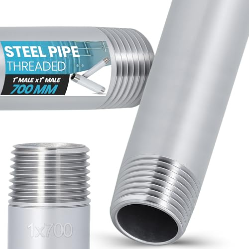 Instalguru Niple Acero Inoxidable 1'' Pulgada Rosca Macho 700 mm Extensión Tubo Cónico Conector Instalación Tubería Agua Presión Calefacción