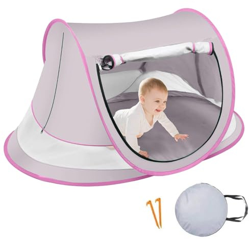 baabeash de plage pour bébé - Parasol de protection solaire pour enfant, protection solaire pliable, imperméable UPF 50+ pour jeu, repos, pique-nique, parc, camping, voyage
