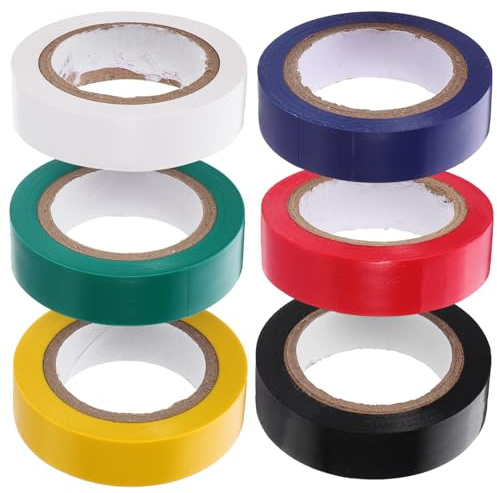 VILLFUL 6 rollos Cinta Aislante Eléctrica de Colores Cinta Adhesiva para Cableado Automotriz Resistente Altas Temperaturas Protección Duradera para Exteriores y Uso Eléctrico