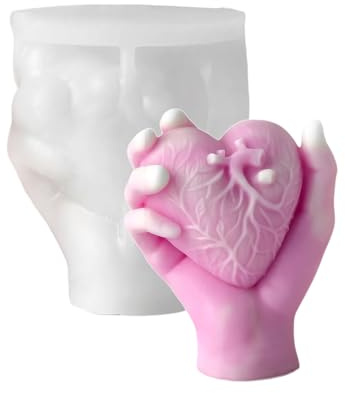 MEILVMEIJI Stampo in silicone a forma di cuore per la muffa riutilizzabile del gesso del commestibile della decorazione di tema di amore