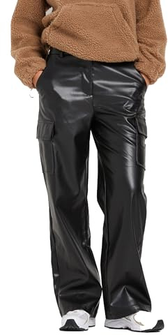 PixieGirl Petite Black Faux Leather Utility Style Trousers Petite