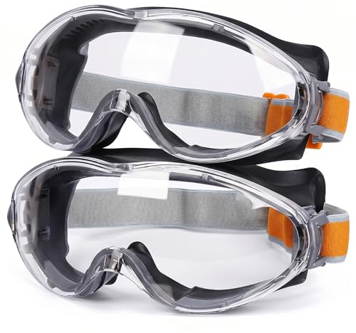 Wilafury 2 uds sobre gafas, gafas de seguridad, sobre de seguridad protectoras antivaho resistentes a impactos, gris