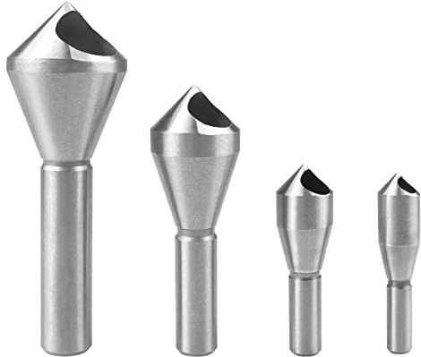 ATOPLEE Countersink Chamfer Tool,4pcs 90 Degree High Speed Steel Countersink Bits for Wood,Metal, Fiberboard, Plywood, Plastic, PVC,Size 2-5,5-10,10-15,15-20mm