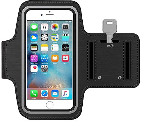 Phone Armband for Running by MMOBIEL – Compatible with iPhone 17/16/15/14/13/SE 2022/2020, Samsung Galaxy S25/S24/S23, Pixel 6a/7a – Fits Phones up to 6.3 – Adjustable & Reflective Sport Band – Black