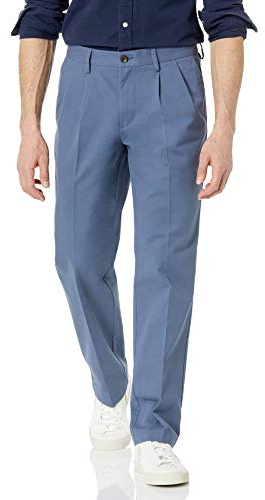 Amazon Essentials Pantalones Chinos Plisados con Pinzas de Vestir Hombre