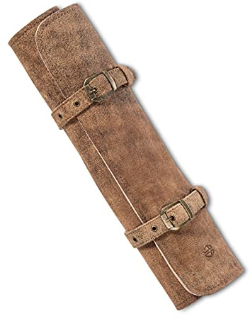Messertasche Leder für Köche - Echt-Leder Kochmesserrolle groß – Messer Tasche Kochmesser verschliessbar -Kochtasche Sam