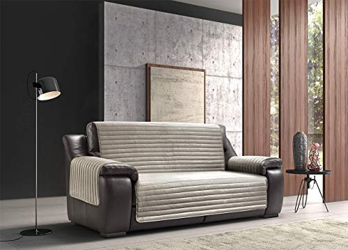 BIANCHERIAWEB Copridivano Trapuntato Telo Copri Divano Poltrona Bicolor Modello Sofà Salvadivano Antimacchia e Impermeabile Double Face In Tinta Unita Tortora-Beige