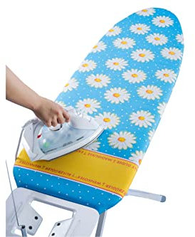 Maximex Blitz-Bügeldecke Margie BLAU 128x54 cm, Hitzereflektierende Bügeldecke mit Gegenbügeleffekt, Für schnelleres Bügeln, Baumwolldecke mit Blitzbügler-Zone, Öko-Tex Zertifiziert