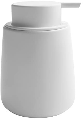 Dispenser per lozione bianca, 350 ml, dispenser di sapone per mani in ceramica con pompa a pressione facile da premere per shampoo bagno cucina hotel