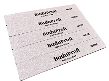 BuduProfi, Pack de 5 Limas de Uñas, Manicura Pedicura, Uñas Naturales, Esmaltes Semipermanentes, Acrygel, (Grit 180/240, Recta XXL)