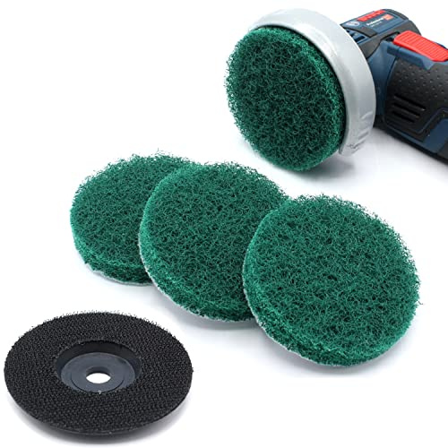 Lot de 4 disques de nettoyage + 1 disque abrasif non tissé 76 x 10 mm pour meuleuse d'angle sans fil Bosch GWS 10,8-12 V, PWSA, Bosch, BTI, Parkside, Würth (vert = grain 240)