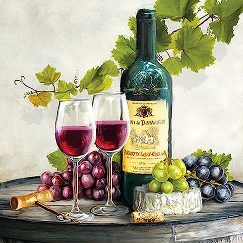 20 Servietten Essen & Trinken Geschmacksprobe vom Rotwein als Tischdeko. Papierservietten mit Motiv. Auch für Decoupage und Serviettentechnik 33x33cm