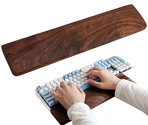 Kongou Keyboard Wrist Rest, Tastatur Handballenauflage Aus, Schwarze Walnuss Handgelenkstütze Aus Pad Support Mit Anti-Rutsch-Silikon-Unterlage, Ergonomische Komfortable Tastatur Handballenauflage