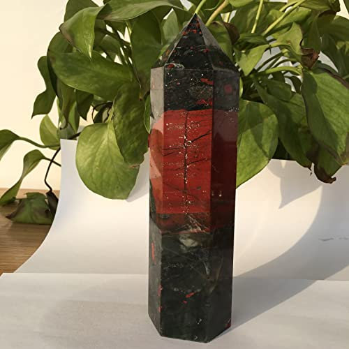 VEEAR Crystal Natural African Blood Stone Pillar Crystal Single Pointed Stone Pillar polishing Stone Decoration Can be Used for ZOUCUNXIYIN