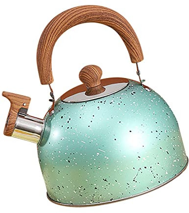 LeGDOr Bouilloire à Eau Bouilloire à thé de qualité Alimentaire en Acier Inoxydable Sifflet Bouilloire à Eau de Grande capacité à Fond Plat Eau Chaude Rapide à ébullition pour Induction de gaz (Vert)