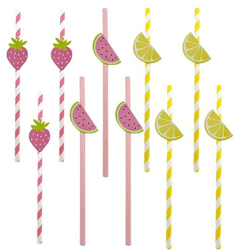 Cocktail Strohhalme,3D Strohhalme Papier 30 Stück Bunte Trinkhalme Papier für Sommer Pool Hawaii Party
