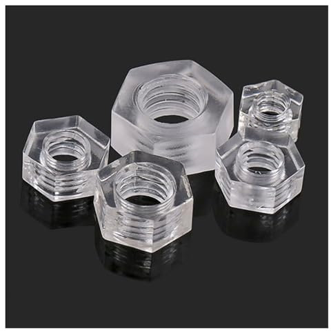 10/30/50 Stück M3 M4 M5 M6 transparente Mutter Kunststoff Nylon Sechskantmutter Acryl Kunststoff Mutter Sechskantmutter(10PCS,M5)