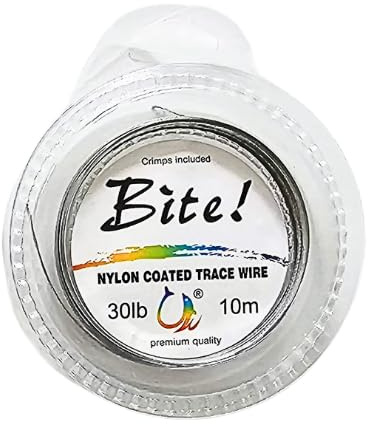 Fishing Pike Wire Trace Steel Wire Line 10 m Stainless Steel Trace Lure Nylon Coated 1x7 Strands Leader Wire with CRIMPS! (10 Crimps, 10LB)