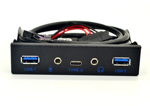 arlote Concentrateur USB 5 Ports USB 3.1 Type-C USB 3.0 Panneau Audio HD 3,5 mm Prise Écouteurs Micro Jack Adaptateur D'Extension pour Ordinateur de Bureau 3.5 Pouces, Fabrication