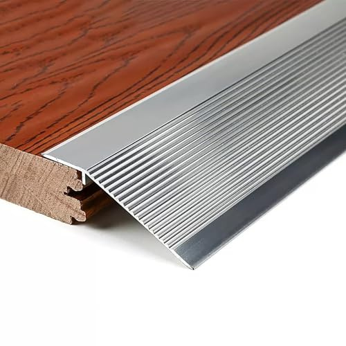Raouoae Höhenausgleichsprofil 2 Stück 80cm/100cm/120cm/130cm Abschluss Übergangsprofil Abdeckleisten Türschiene Höhen-ausgleich 0.8-5cm Für Holzböden/Laminat(Grau,1.2m*2 Stück)