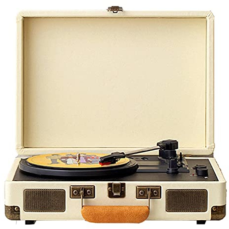 YTGDBDG Tocadiscos de Maleta Vintage con Bluetooth, Tocadiscos de fonógrafo clásico, Tocadiscos de Vinilo con transmisión por Correa de 3 velocidades, admite Conector para auricu