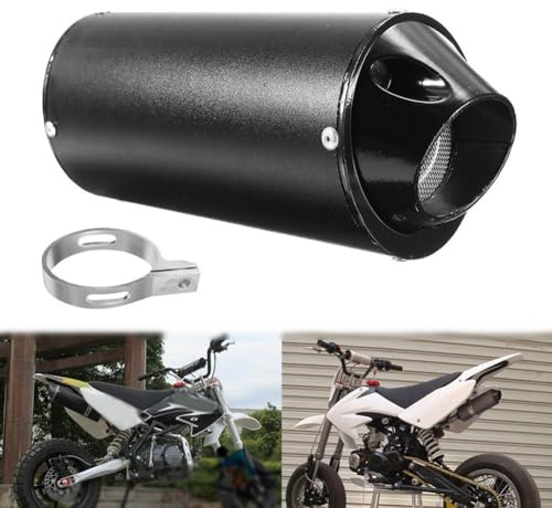 Inscrip Silencieux d'échappement arrière universel en acier inoxydable pour moto avec joint de serrage pour 50 cc, 110 cc, 125 cc, ATV, Dirt Pit, Quad Bike, Motocross, Noir 28 mm