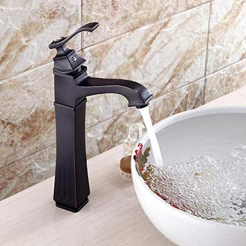 Rubinetto per lavabo Rubinetti per lavabo Nero Antico Alto sopra lavabo da appoggio Rubinetto per Bagno Caldo e Freddo Rubinetto per lavabo in Ottone retrò