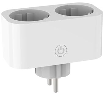 Qusedwey TUYA Smart Wifi Enchufe Dual 16A 2 en 1 de Corriente Interruptor Temporizador de Hogar Inteligente Control de Voz por Aplicación CLY809 Enchufe UE