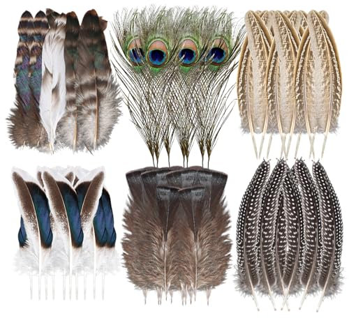 TNEDFOD 48 Stück flauschige Federn, Vogelfedern für kreative Hobbys, DIY, Traumfänger, Basteln, Hochzeitsfeier, Innendekoration
