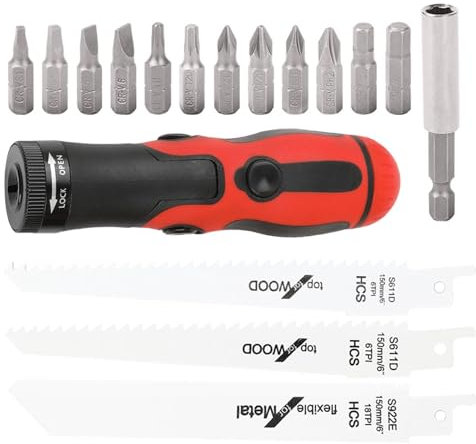 Hand-Säbelsäge – Säbelsäge Für Metall, Sägeadapterset, Kleine Säbelsäge, Hand-Säbelsäge | Ersatz-Säbelsägeadapter Für Bohrer Und Sägen | Mehrzweckschneider, Ergonomisches Kompaktes Set Für, Metal