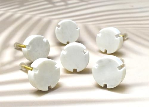 ARTISNO Runder weißer Marmorknauf, 6 Stück, moderner Schrankknauf, dekorative Hardware, Möbelbeschläge, Schrankgriffe, Kommodenzug
