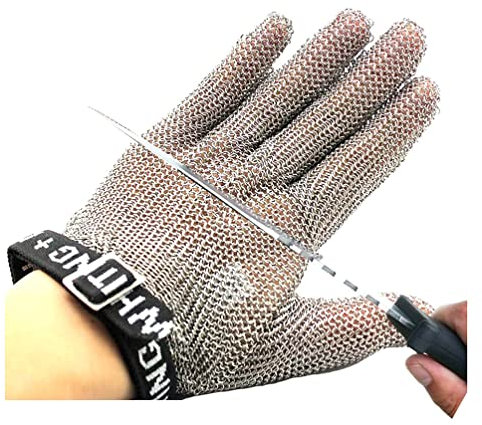 Cut Resistant Gloves, Metal Cut-resistant Gloves,Mechanics Stainless Steel Chain Mail Gloves,Safety Work Gloves With Adjustable Wrist Strap