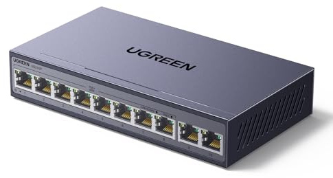 UGREEN Switch Ethernet PoE 10 Ports Gigabit Switch RJ45 8 Ports PoE+ 60W Multiprise RJ45 Boitier Métal 6KV Protection Contre la Foudre pour Bureau et Maison Compatible avec PC TV Nas Caméra