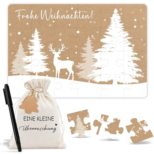 Happirra Gutschein Weihnachten, Puzzle Weihnachten 24-teilig- Gutscheine | Gutscheine zum selber ausfüllen, Weihnachtskarten mit Rentier Weihnachtsbaum, Gutscheinkarte Weihnachtspuzzle