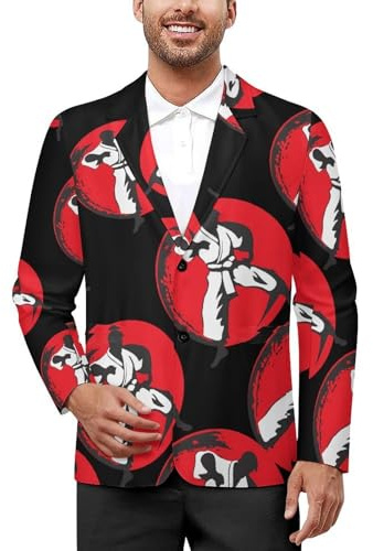 Karate Casual Men's Blazers Two Button Lapel Suits Jacket Lightweight Sport Coats XL
