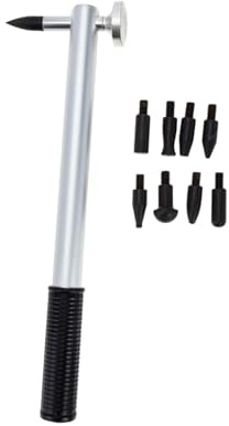 IMIKEYA Herramienta Reparación Abolladuras Automóviles Martillo Percusión Chapa Metálica Aluminio Resistente con Cabezales para Dentaduras y Rotura Ventanas Portátil y Duradero