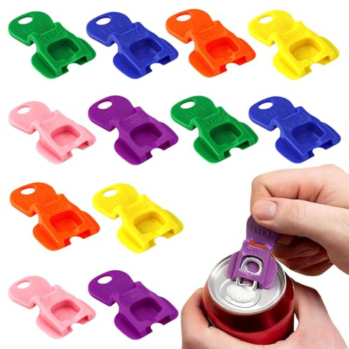 12-Pack 2-in-1 Can Opener & Dust Cover Set, Multicolor Reusable Beverage Can Lids, Leakproof Seal for Standard Soda & Beer Cans