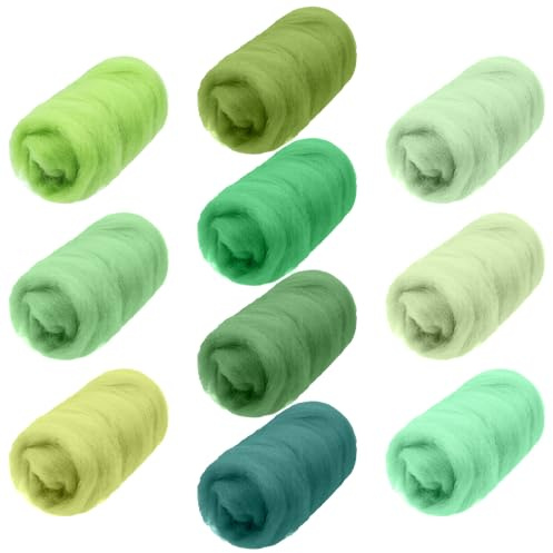 Wolle Roving Starter Kit, Filzwolle Set 100g mit 10 Farben, Nadelfilz Starter Set für Nassfilzen & Trockenfilzen, Premium Merinowolle zum Filz Basteln & Stricken, Filzen Starterset mit Naturfasern