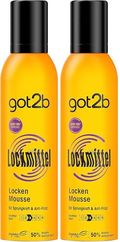 got2b Lockmittel Schaumfestiger (250 ml) Locken Mousse mit Halt 3 für definierte Locken und Sprungkraft, bändigt abstehende Haare, mit Anti-Frizz-Wirkung (Packung mit 2)