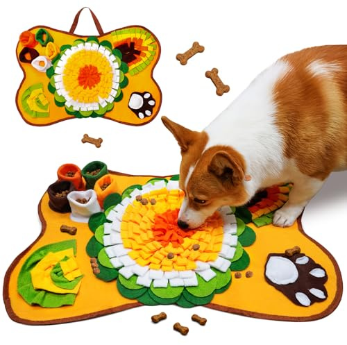 Schnüffelteppich Hund Universal, Waschbar Trainingsmatte Fütterteppich, Hautfreundlich Schnüffelteppich für Hunde Haustier, Welpen Hundespielzeug zum Langsamem Fressen und Angstlinderung, 64×43cm