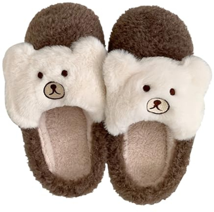 Generisch , Algodón, arrastre, linda niña, corazón, felpa, zapatos, zapatillas 096, marrón, 37 EU