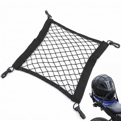 Hankousi 1 pezzo Rete elastica per bagagli, rete per casco e cestino per bicicletta con 4 ganci per bici, e-bike e moto (30x30cm)