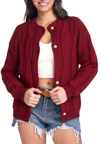 Gilet Femme Cardigan Femme Veste Tricot Grosse Maille Devant Ouvert Manches Longues Long Tricot Doux Respirant Printemps Automne mi Saison Bureau Voyage Ville Détente