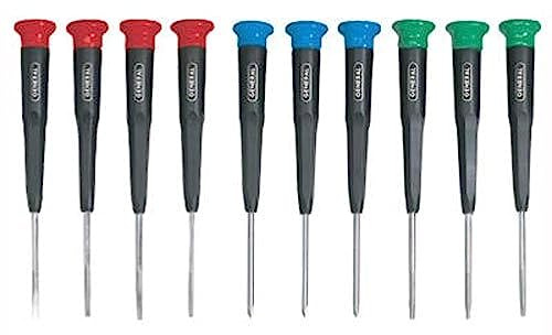 General Tools Lot de 10 tournevis de précision 690 à fente avec code couleur, embouts cruciformes et Torx avec têtes pivotantes, étui de rangement
