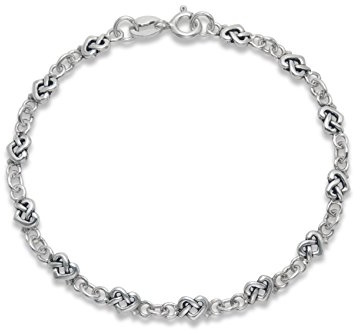 Heather Needham Sterling Silver Bracelet for Women - Love Jewellery with Celtic Hearts, Adorable Gift Idea for Teenage Girls and Women with Style! - 18cm (7'') long x 5 mm wide Gift Boxed 3129