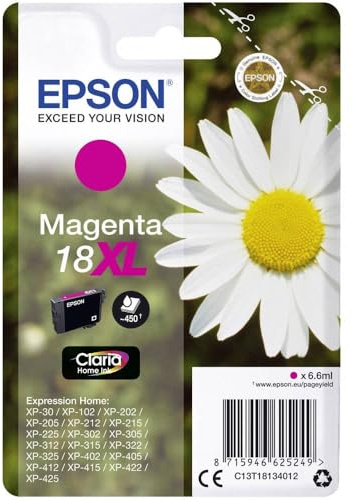 Cartucho individual de tinta original Epson Margarita Claria 18XL - Cartucho magenta - 1 נ6,6 ml - Fabricado por Epson para garantizar unos resultados óptimos